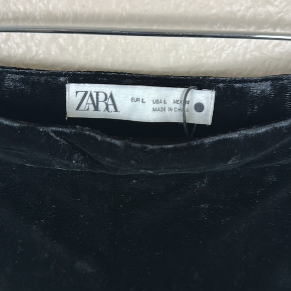 ZARA BLACK CRUSHED VELVET HIGH WAISTED FLARE LEGGING PANT - Picture 7 of 10